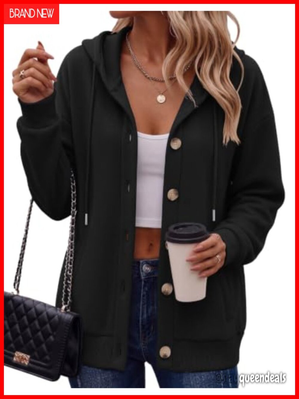 Zeagoo Women's Button Front Hooded Sweatshirt with Pockets
